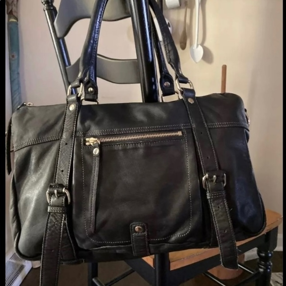 Black overnight bag.